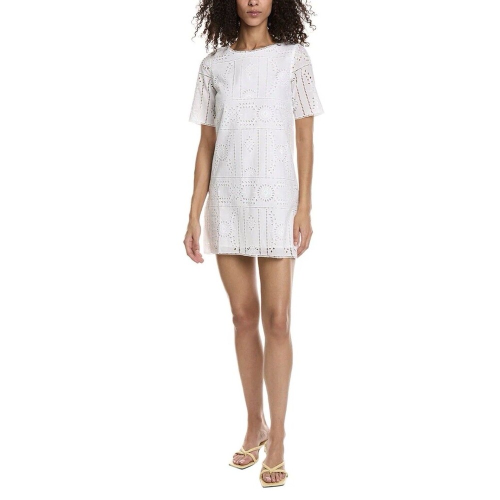 The Kooples Paris White Eyelet Shift Dress Short sleeve‎ Lined NWT Sz 2